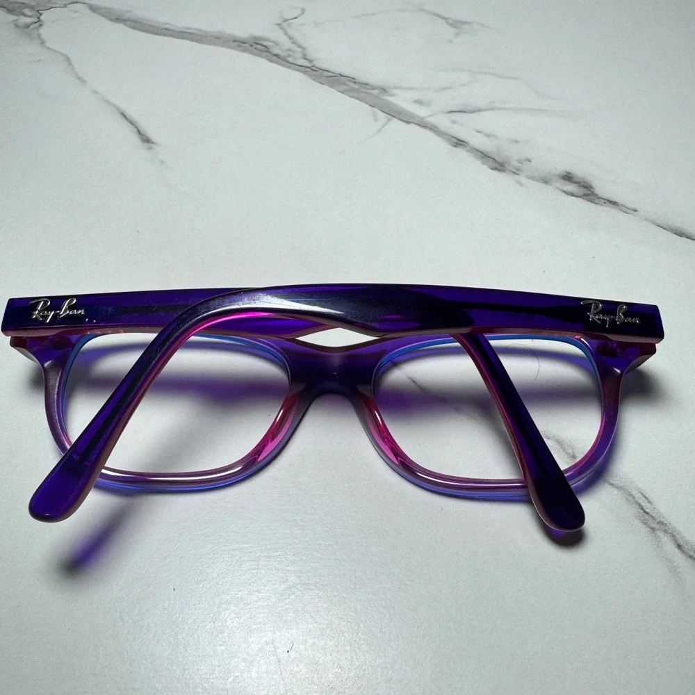 Ray-Ban RB 1555 3666 Purple Pink Rectangular Eyeglasses Frames 46-16-125
